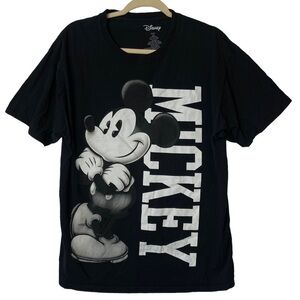 Disney Mickey Mouse Black 100% Cotton Short Sleeved T-Shirt Size Large